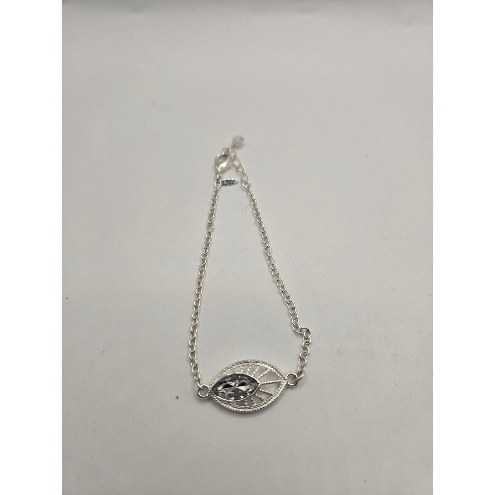 GVG Silver Tone Marquise Crystal Eye Link Chain Bracelet Clear Stone